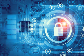 Technology background design . Mixed media