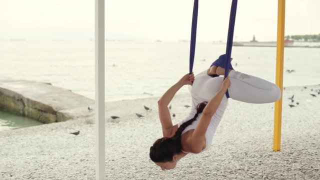 Yoga, woman doing yoga exercises