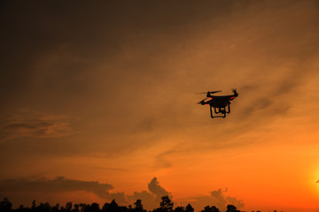 Fototapeta na wymiar Silhouette of drone