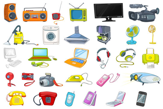 Set of household appliances and electronic devices Stock Vector | Adobe Stock Set of household appliances and electronic devices Stock Vector | Adobe Stock