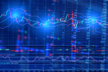 financial Stock market graph on screen display