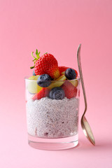 chia seed pudding with summer berries