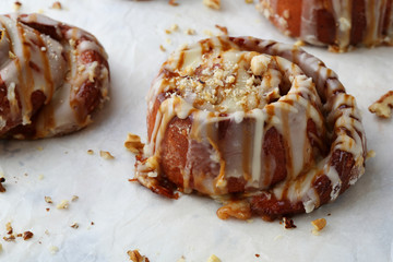 sweet cinnamon buns with nuts icing