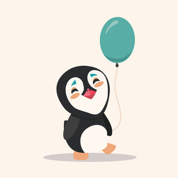 Penguin with balloon