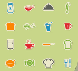 Naklejka na ściany i meble Food and kitchen simply icons