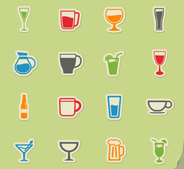 Glasses and cups simply icons