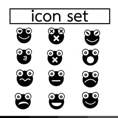 Frog emotion icon set illustration design