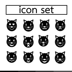 cat emotion icon set illustration design