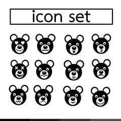 bear emotion icon set illustration design