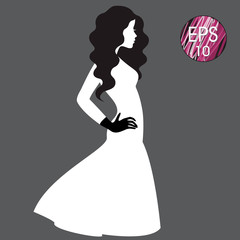 Woman's silhouette in white dress