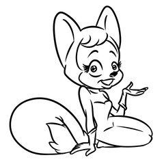 Fox girl cartoon illustration coloring pages
