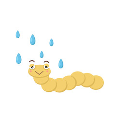 illustration of isolated worm with rain on white background