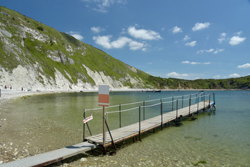 Jetty at Lulworth Cove on Dorset coast