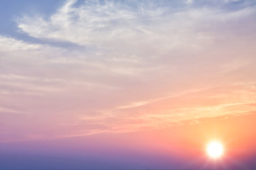 Sunset sky with bright sun