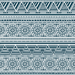 Vector Seamless Pattern with Tribal Motifs / Geometric Ethnic Background