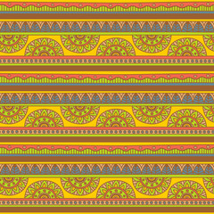 Vector Seamless Pattern with Tribal Motifs / Geometric Ethnic Background