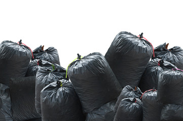 black bag of rubbish isolated on white background,garbage bag