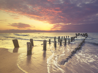 Seascape,sunset, retro effect

