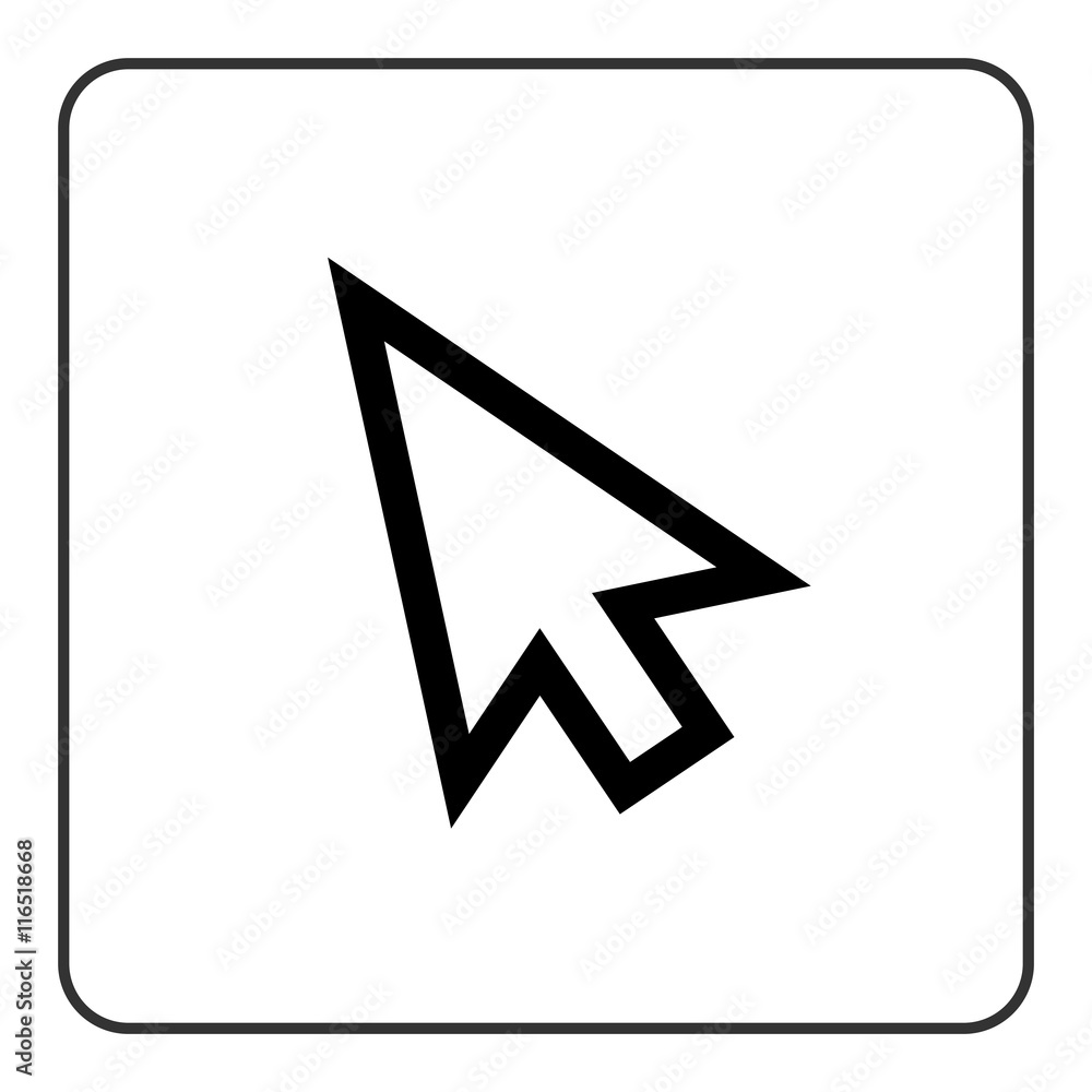 Poster arrow pointer sign. cursor mouse web icon. click point button. black element isolated on white backg