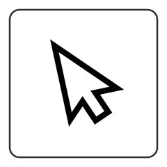 Arrow pointer sign. Cursor mouse web icon. Click point button. Black element isolated on white background. Symbol of computer, technology, choice and website, internet, connection. Vector illustration