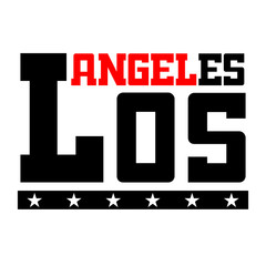 T shirt typography graphics Los Angeles California. Athletic style LA. Fashion stylish print emblem for sports wear. Template for apparel, card, poster. Symbol of american big city Vector illustration