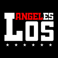 T shirt typography graphics Los Angeles California. Athletic style LA. Fashion stylish print emblem for sports wear. Template for apparel, card, poster. Symbol of american big city Vector illustration