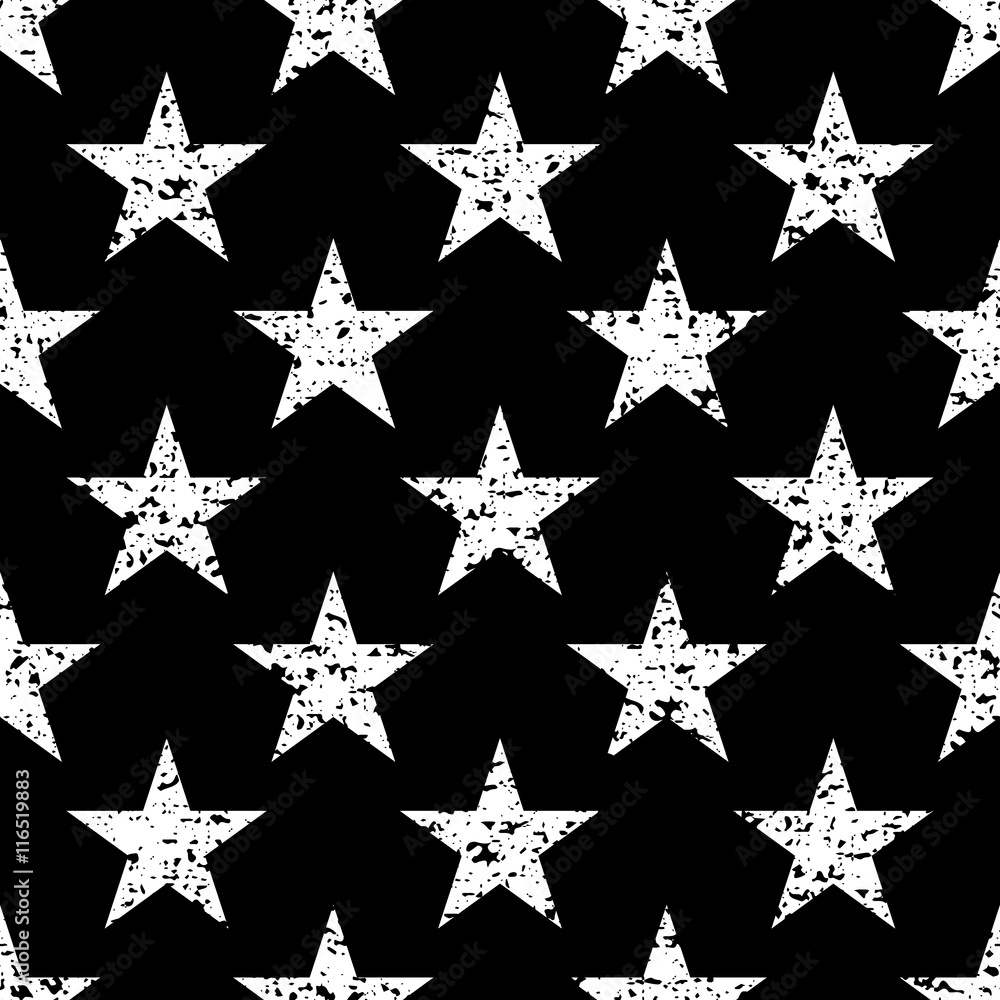 Canvas Prints grunge stars seamless pattern. black and white retro background elements. abstract geometric shape t