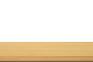 empty wood table top isolated on white background can be used fo
