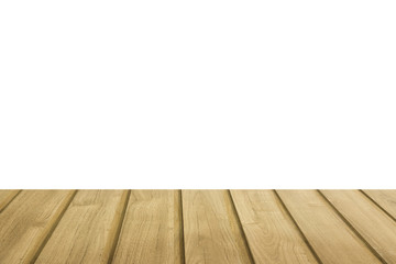 empty wood table top isolated on white background can be used fo