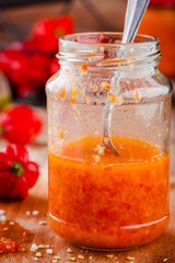 homemade hot chili and habanero chutney