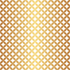 Seamless overlapping circle pattern in vector format. Gold and white.