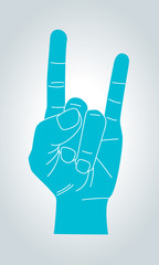 Devil horns hand gesture.