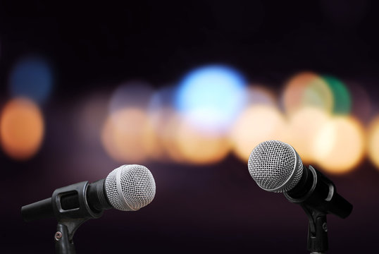 Microphone on stage background
