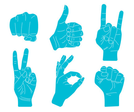 Set of Hand gestures.