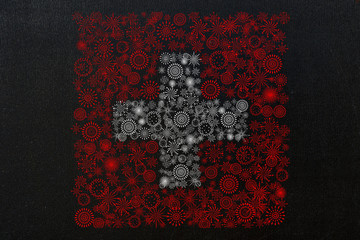 swiss fireworks flag on chalkboard