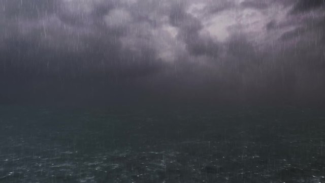 荒れた雷雨の海 CG背景