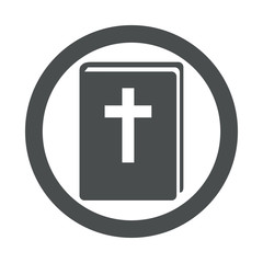 Icono plano biblia en círculo color gris