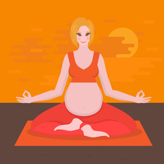 Obraz na płótnie Canvas yoga poses for pregnant women, future mother, healthy lifestyle exercises, baby care, motherhood and fitness