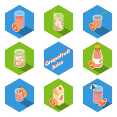 Isometric drinks and beverages icons in flat design