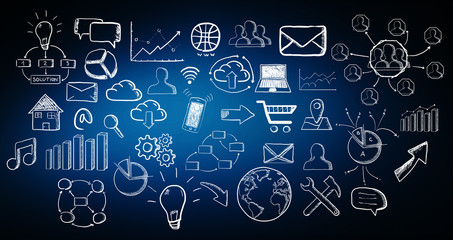 Hand drawn web icons set