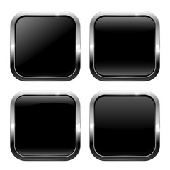 Black square buttons with chrome frame