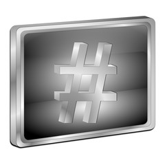 Hashtag Button - 3D illustration