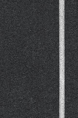 Fototapeta premium Level asphalted road with a dividing white stripes. The texture of the tarmac, top view.