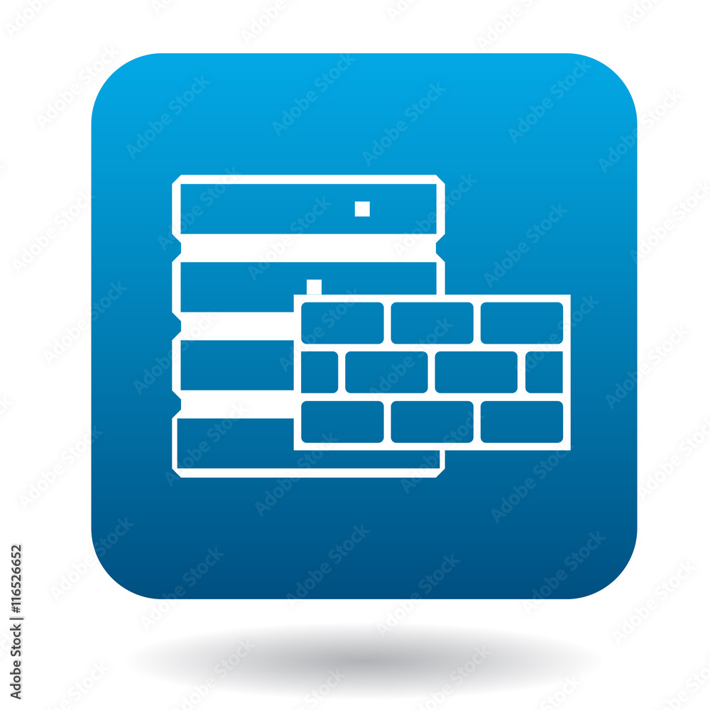 Poster protection of database systems icon in simple style in blue square. security symbol