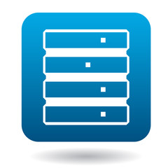 Obraz premium Data storage icon in simple style in blue square. Work with files symbol
