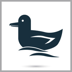 Gull in the sea icon on the background