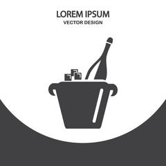 Cold alcohol botle at the bucket icon on the background