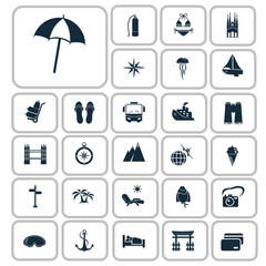 Set of twenty seven travel icons