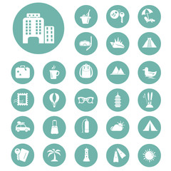 Set of twenty seven travel icons