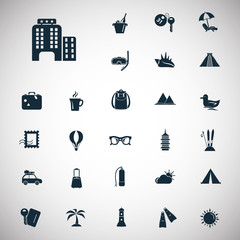 Set of twenty seven travel icons